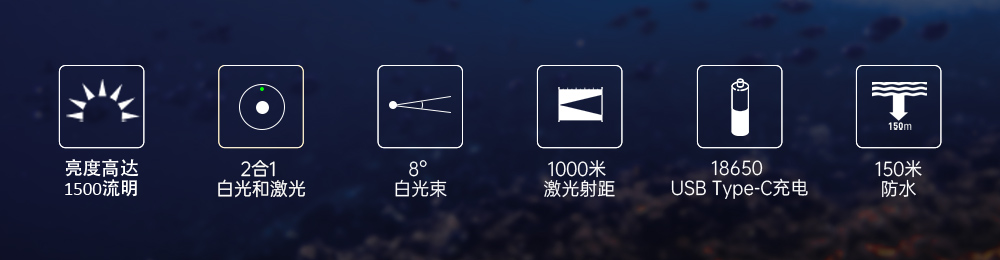 激光潜水手电,绿光潜水手电筒,白光+绿激光潜水手电筒,水下探索手电筒,二合一激光手电筒,虎鲸OrcaTorch