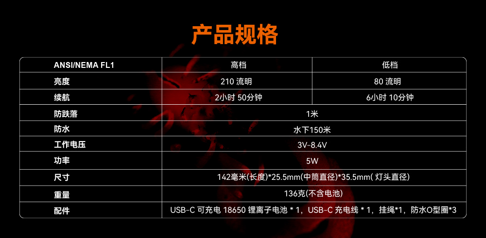 D530 红色潜水手电 潜水摄影照明_潜水照明_水下摄影照明_潜水摄影补光灯_ 虎鲸OrcaTorch