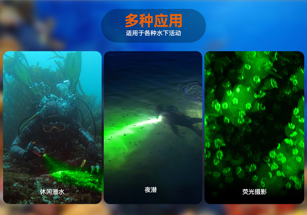 D530 绿色潜水手电 潜水摄影照明_潜水照明_水下摄影照明_潜水摄影补光灯_ 虎鲸OrcaTorch