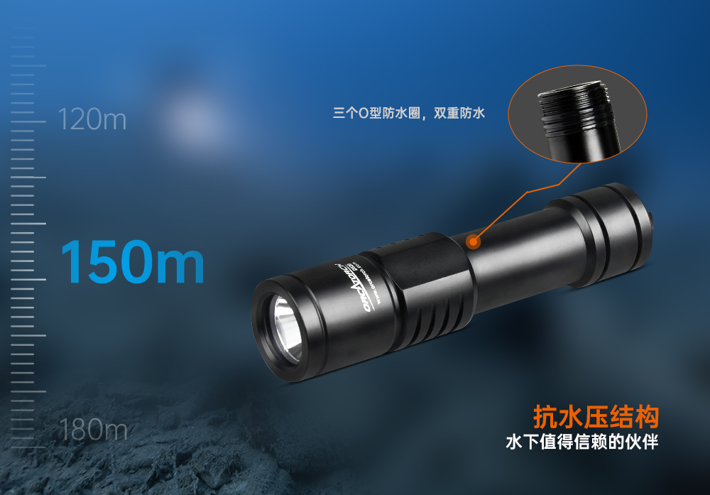 虎鲸OrcaTorch D520迷你潜水手电,小巧手电筒,便捷式潜水手电筒,洞穴潜水灯 虎鲸OrcaTorch D520迷你潜水手电,小巧手电筒,便捷式潜水手电筒,洞穴潜水灯