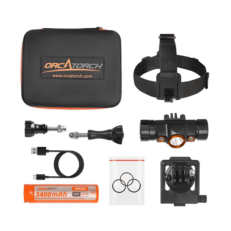 OrcaTorch虎鲸 Mazu TD01潜水头灯，双色潜水头灯，多功能头灯，海陆空多用头灯，消防头灯，夜潜照明