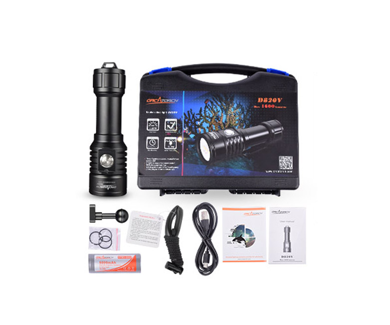 D820V水摄照明灯, USB充电潜水摄影灯, 潜水摄影灯，潜水手电筒，OrcaTorch虎鲸